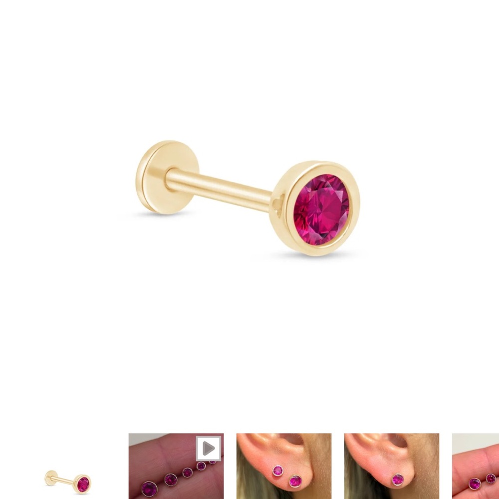 Lab Created Ruby Threaded Flatback Stud - image 5